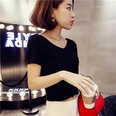 白色t恤女短袖紧身百搭短款高腰露脐上衣漏肚脐纯棉201夏装新款