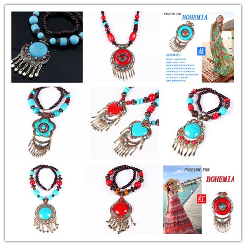 ethnic style necklace beach seaside accessories bohemian dress accessories vintage jingle necklace sweater chain jewelry