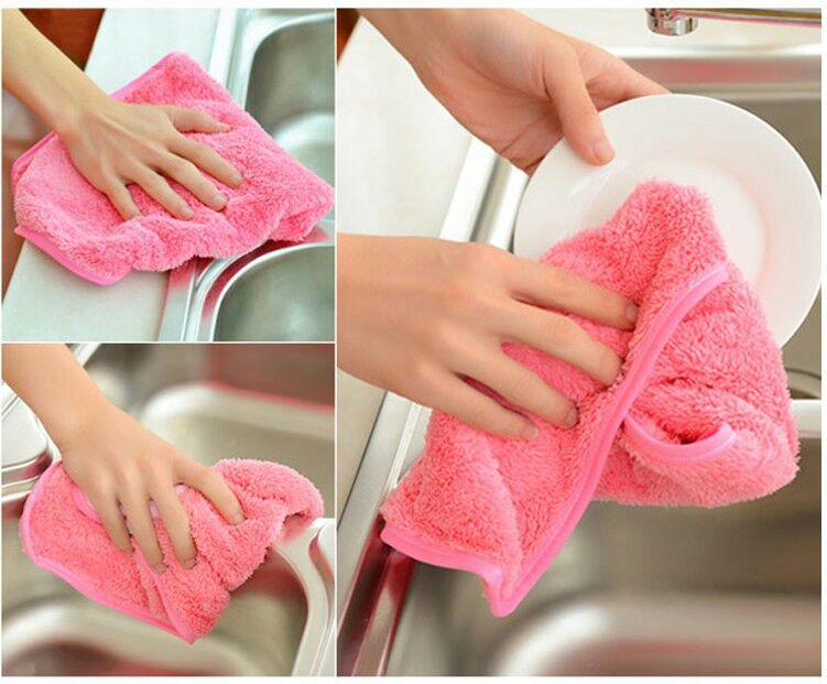 【5条装】擦手巾可挂式挂巾珊瑚绒抹布厨房洗碗布卫生间毛巾